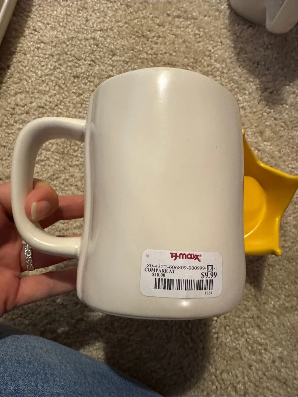 Rae Dunn QUEEN Bee Ceramic Mug with Yellow Crown Lid